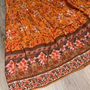 SHEIN Orange Floral Maxi Skirt